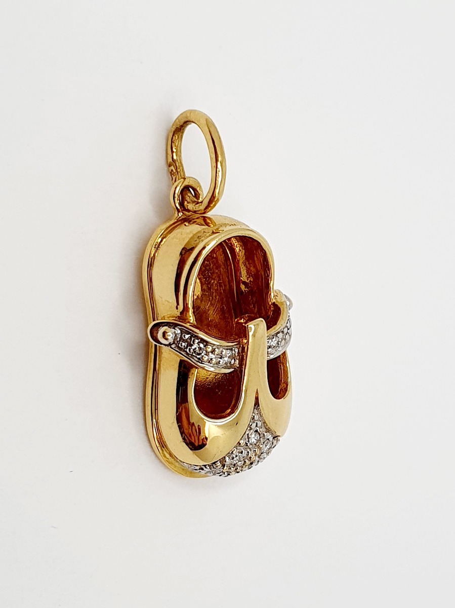 # Pendentif chaussure or jaune et or blanc avec diamants naturels -20113