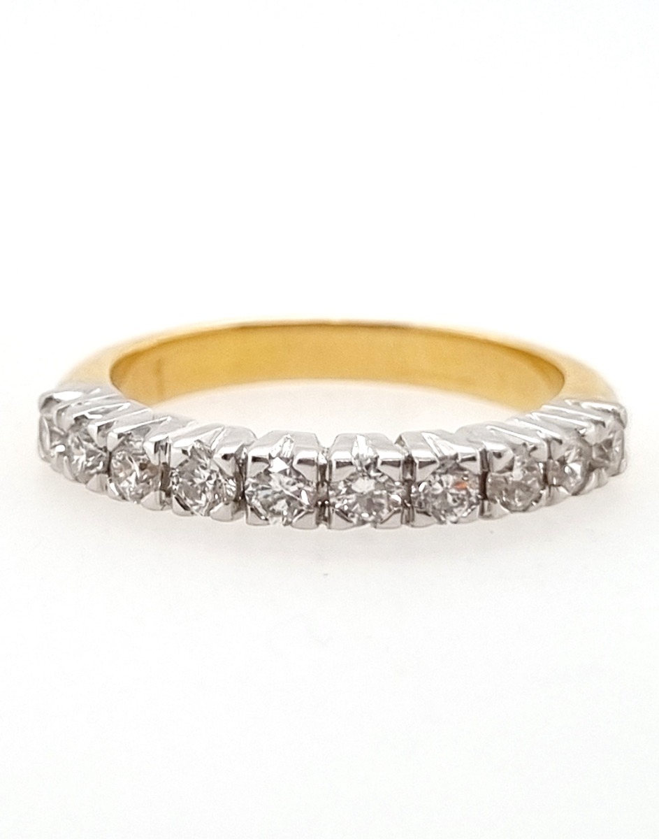 # Bague alliance or jaune 18K et or blanc 18K avec 0,70ct diamants naturels -0
