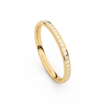 Bague alliance or jaune 18K avec 0.329ct diamants naturels