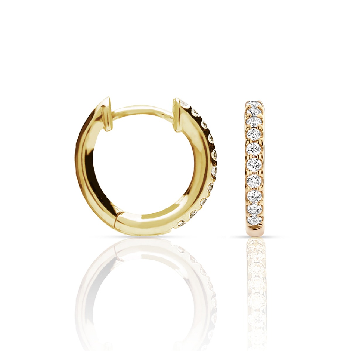 Boucles d'oreilles créoles Ischia Basics or jaune 18k avec 0.18ct diamants naturels