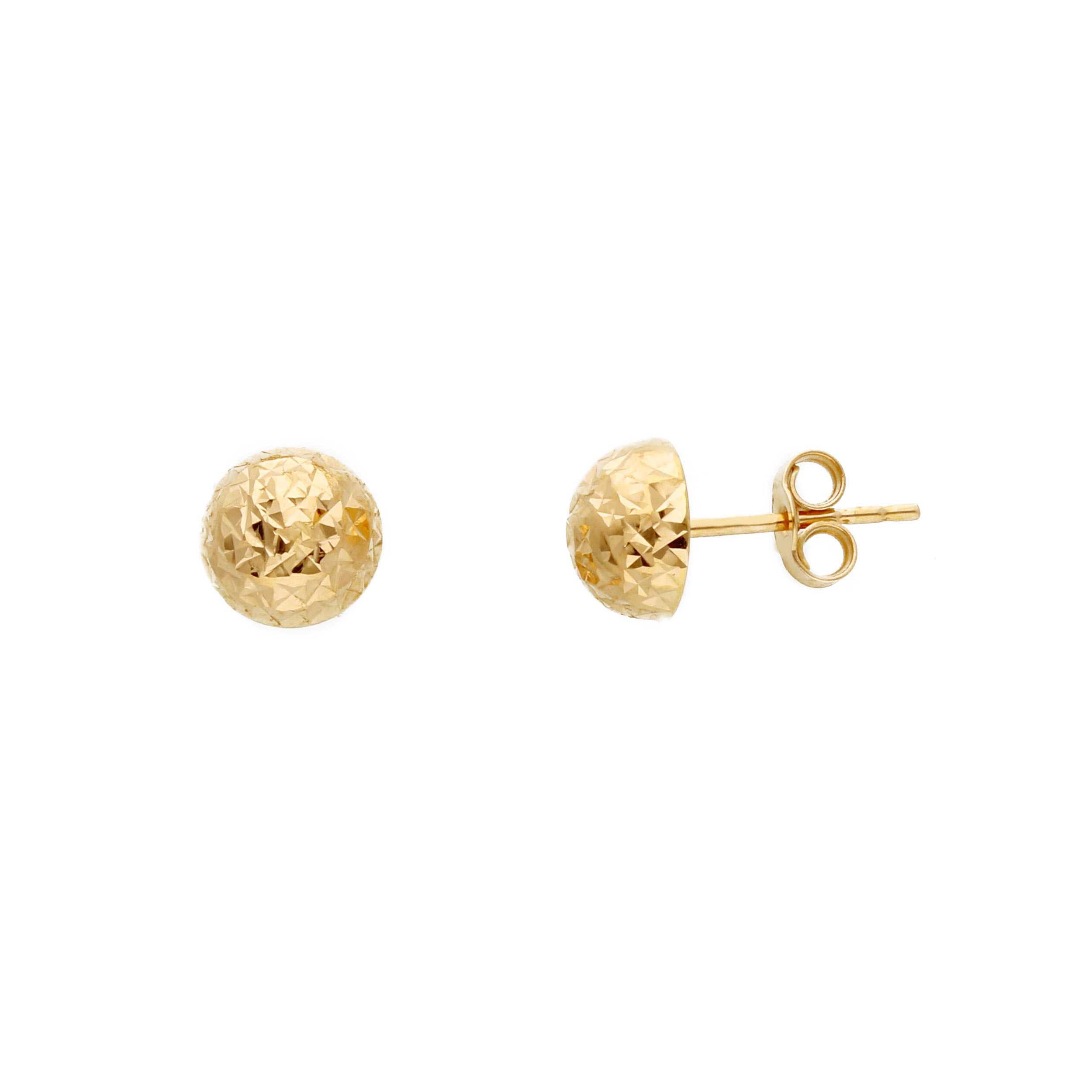 Boucles d'oreilles demie boule ciselé or jaune 18K