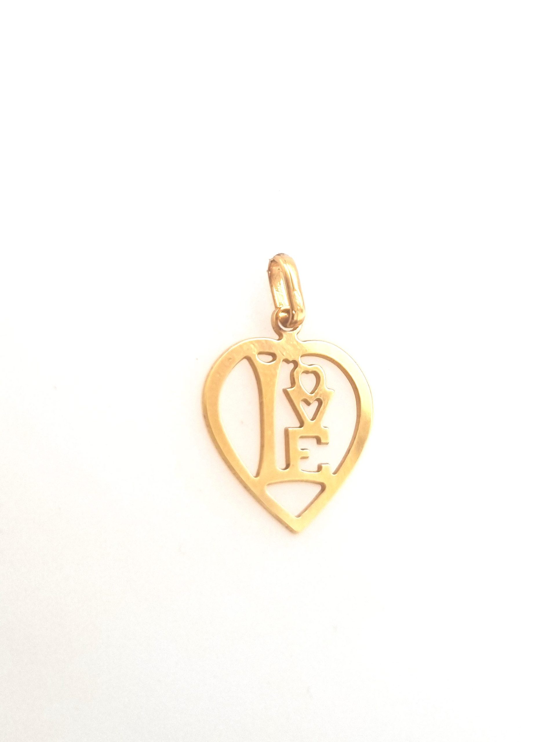 Pendentif médaille coeur " LOVE " or jaune 18K