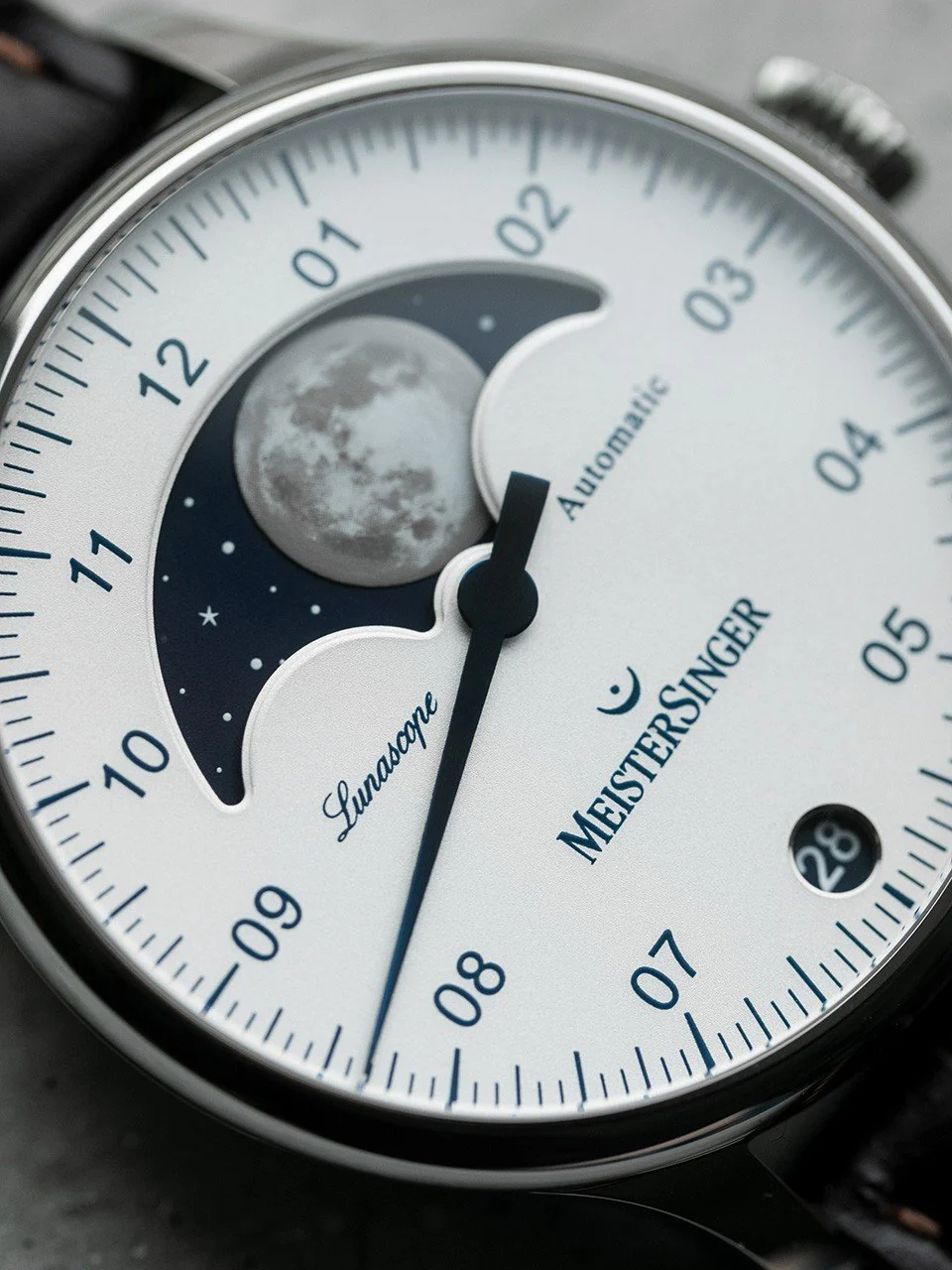 MeisterSinger Lunascope, montre monoaiguille avec phase de lune, 40mm, épaisseur 12mm - Image 3