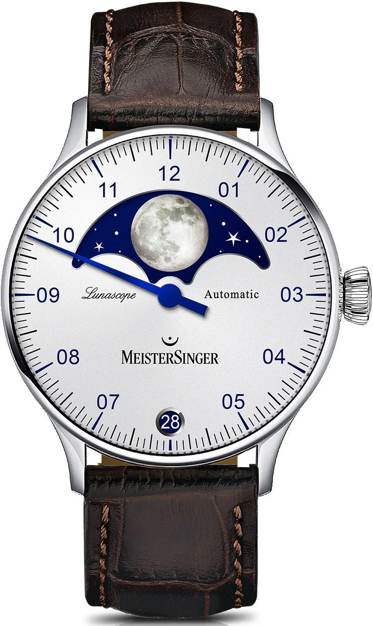 MeisterSinger Lunascope, montre monoaiguille avec phase de lune, 40mm, épaisseur 12mm - Image 4