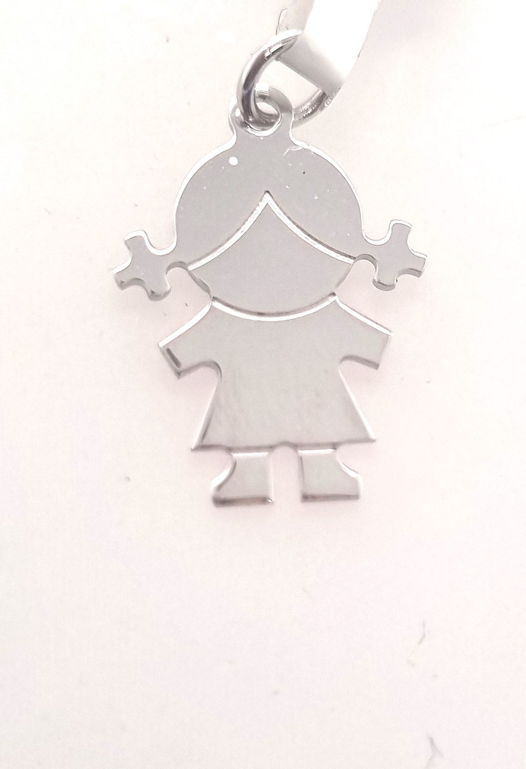 Pendentif  grande fille 1,6cm or blanc 18K