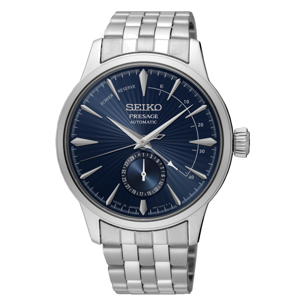 Montre Seiko Presage Cocktail "Blue Moon"  cadran bleu 40,5mm, AUTOMATIQUE, réserve de marche +-41 heures