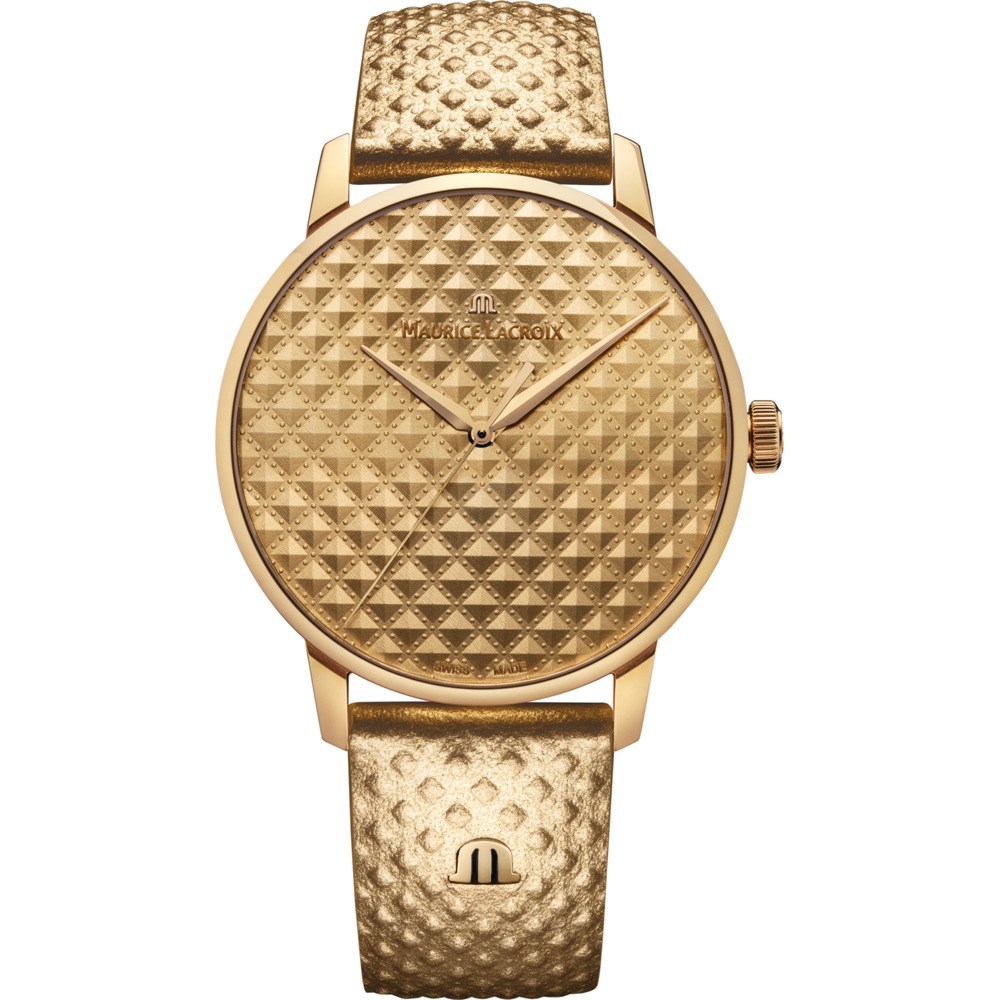 # Montre Maurice Lacroix Limited  Eliros Sunshine, 40mm cadran guilloché, bracelet cuir gold matelassé, gauffré, quartz