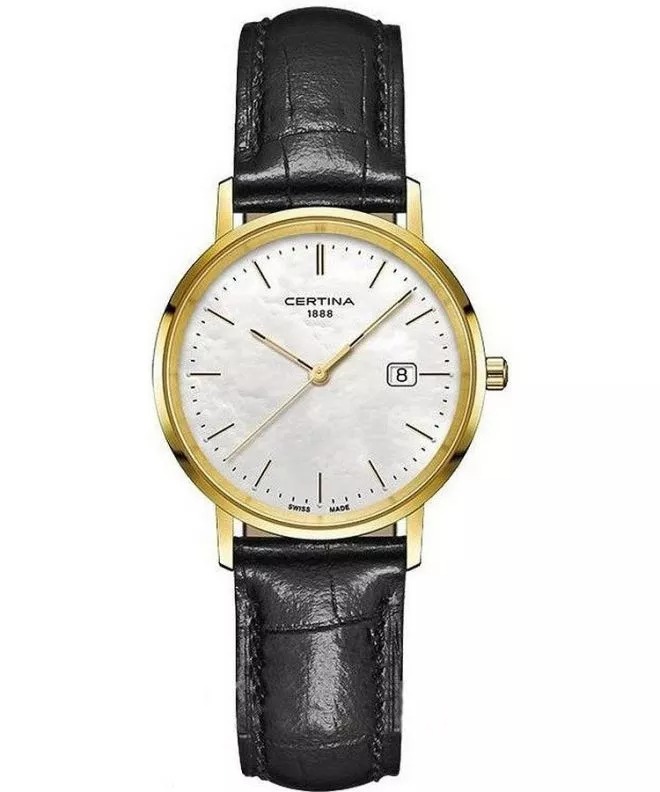 VENDU# Montre  Certina Heritage Priska Gold Lady  or 18K, boitier or, 29mm, cadran nacre sur cuir boucle ardillon