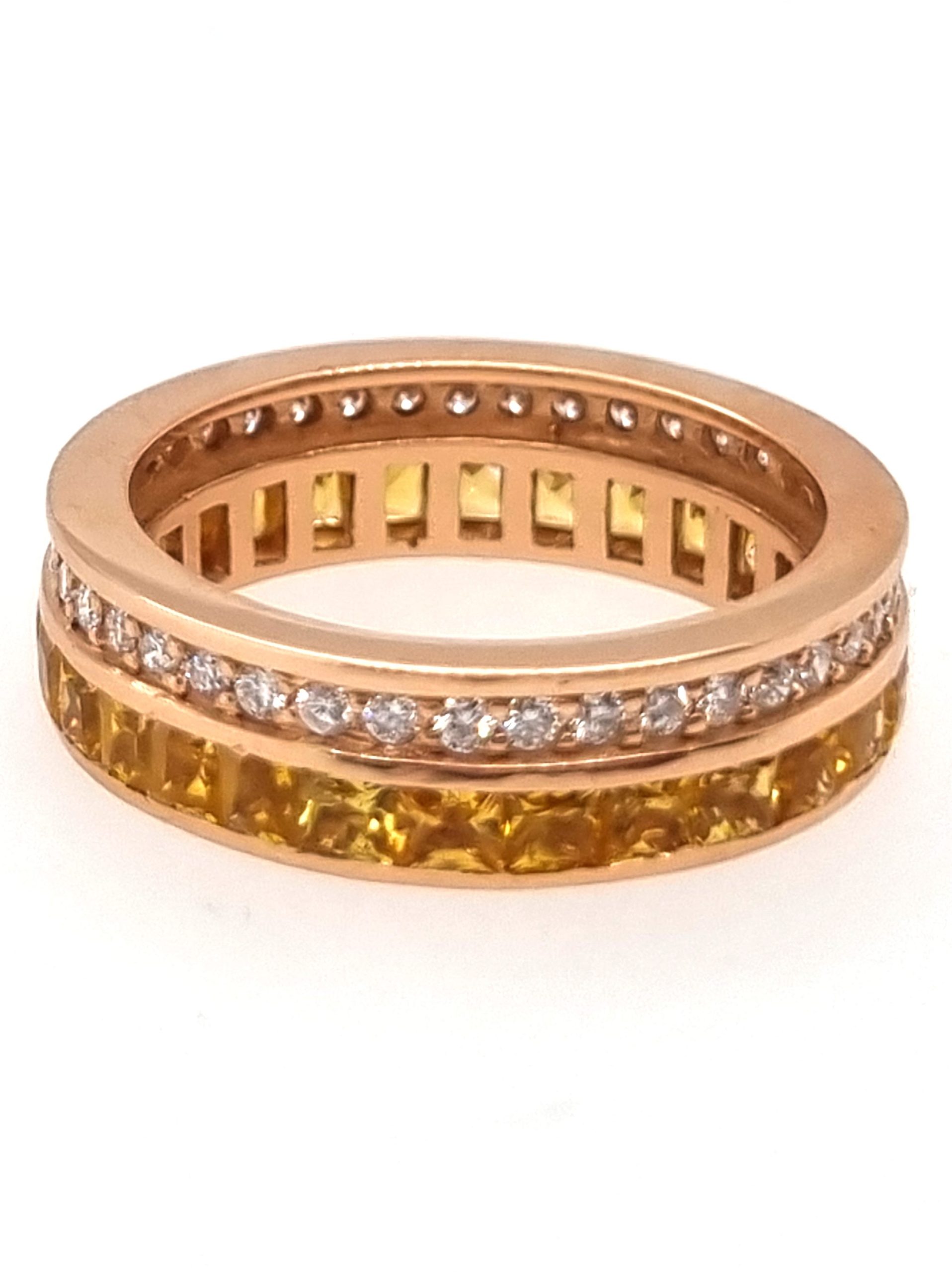# Bague or rose 18K avec 3.22ct saphir jaune et 0.60ct diamants naturels