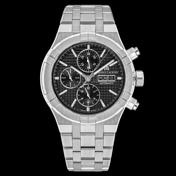 # Montre homme Maurice Lacroix Aikon chrono automatique sur bracelet métal et un bracelet Caoutchouc   * GRIS * facile à changer soi-même. 44mm