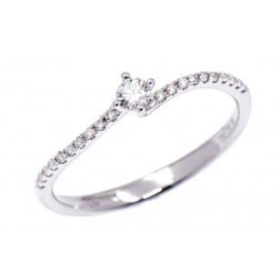 Bague solitaire or blanc 18K avec 0.20ct diamants naturels