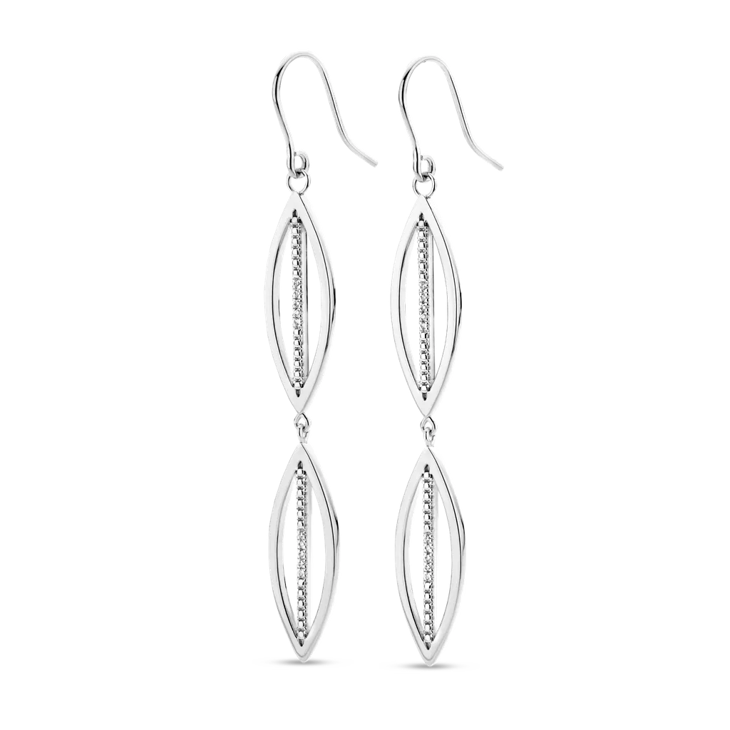 Boucles d'oreilles pendantes argent 925 avec 0.060ct diamants naturels