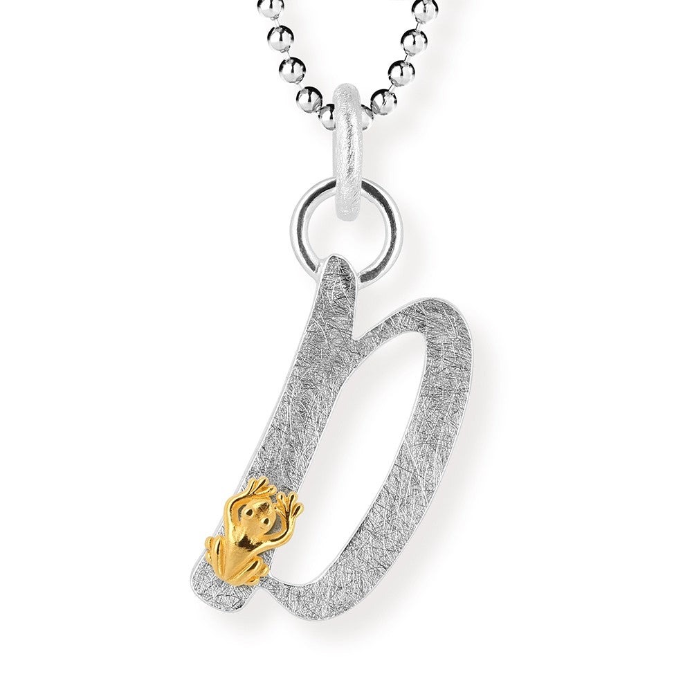 # Pendentif lettre D en argent 925 avec motif en argent dorée 925