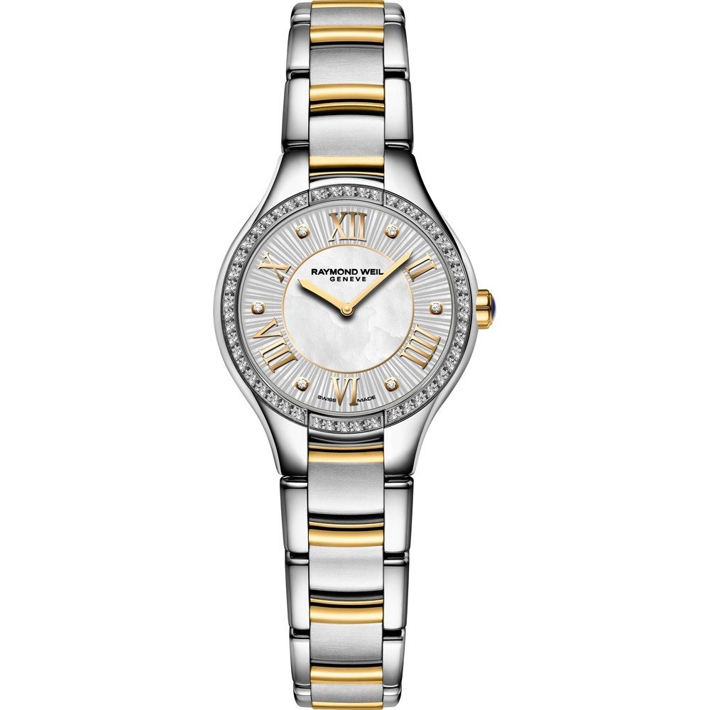 # Montre Raymond Weil Noémia dame avec un boîtier en acier inoxydable avec un diamètre de 24 mm serti de diamants