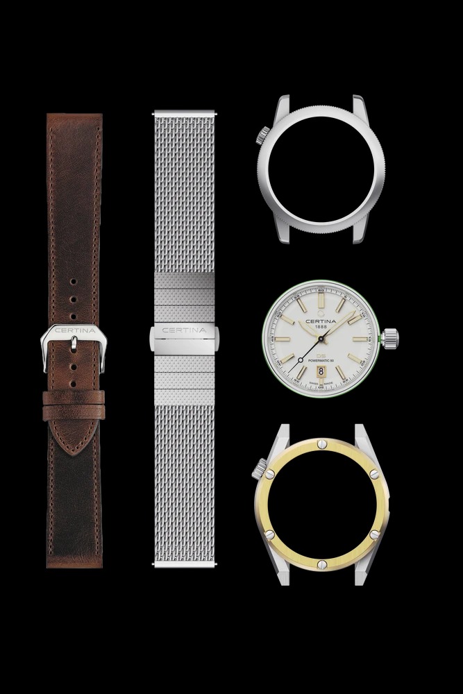 # Montre homme Certina DS + , kit de montre à emboiter soi-même selon vos goûts et envies en version Urban ou Heritage, Automatique avec Réserve de marche de 80h Nivachron, nato et brac. acier , ->  possible de racheter d'autres bracelets & boitiers