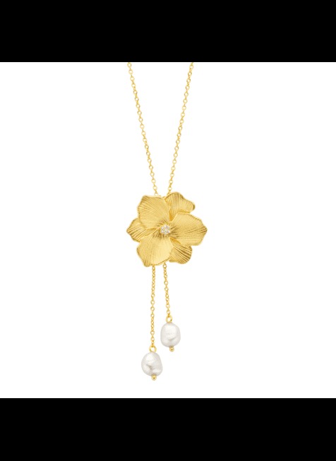 Collier Diamanti Per Tutti Jasmin chaîne 40+5cm argent  925 plaque or jaune avec 2 perles eau douce et 0.021ct diamants naturels