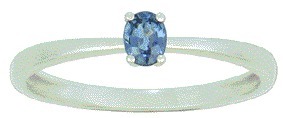 Bague solitaire or blanc 18K avec 0.25ct saphir bleu serti 4 griffes or blanc 18K
