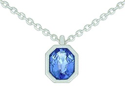 Collier chaîne 45cm or blanc 18K avec 0.5ct saphir bleu serti clos or blanc 18K