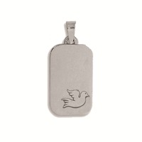 Pendentif médaille colombe 9X12MM or blanc 18K