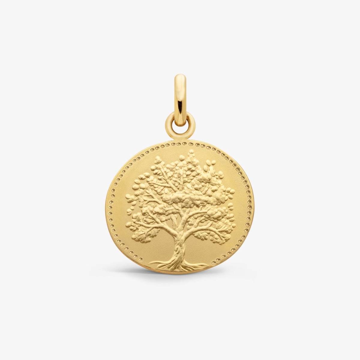 Pendentif médaille galet Arbre de Vie relief or jaune 18K de la marque française Arthus Bertrand Paris 1803 éco-responsable