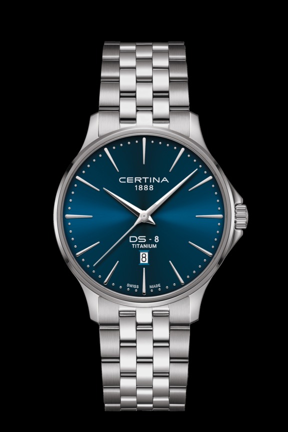 Montre Certina DS-8 Gent, quartz, cadran bleu 40 mm en titane