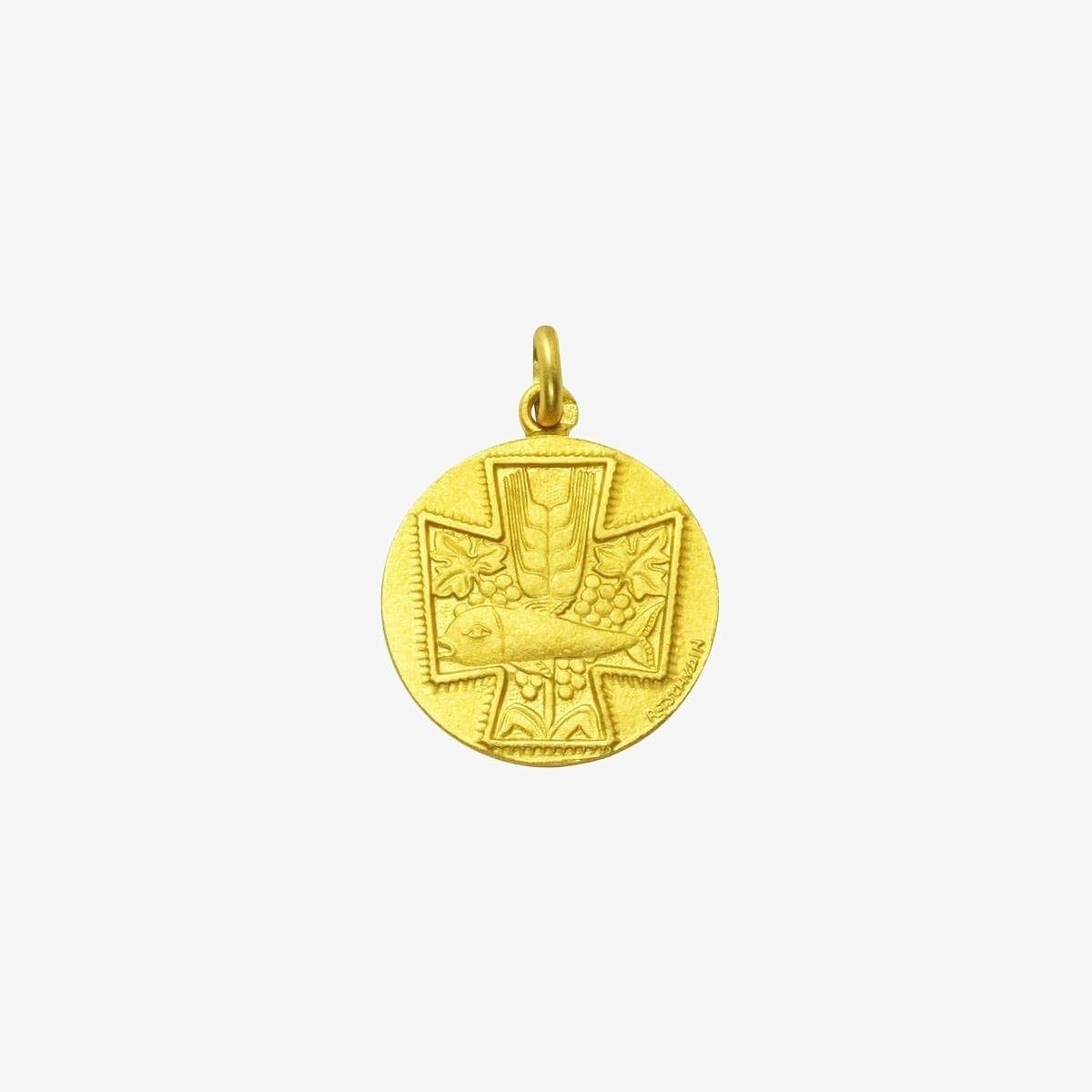 Pendentif médaille Source de Vie 18mm or jaune 18K sablée de la marque française Arthus Bertrand Paris 1803, éco-responsable