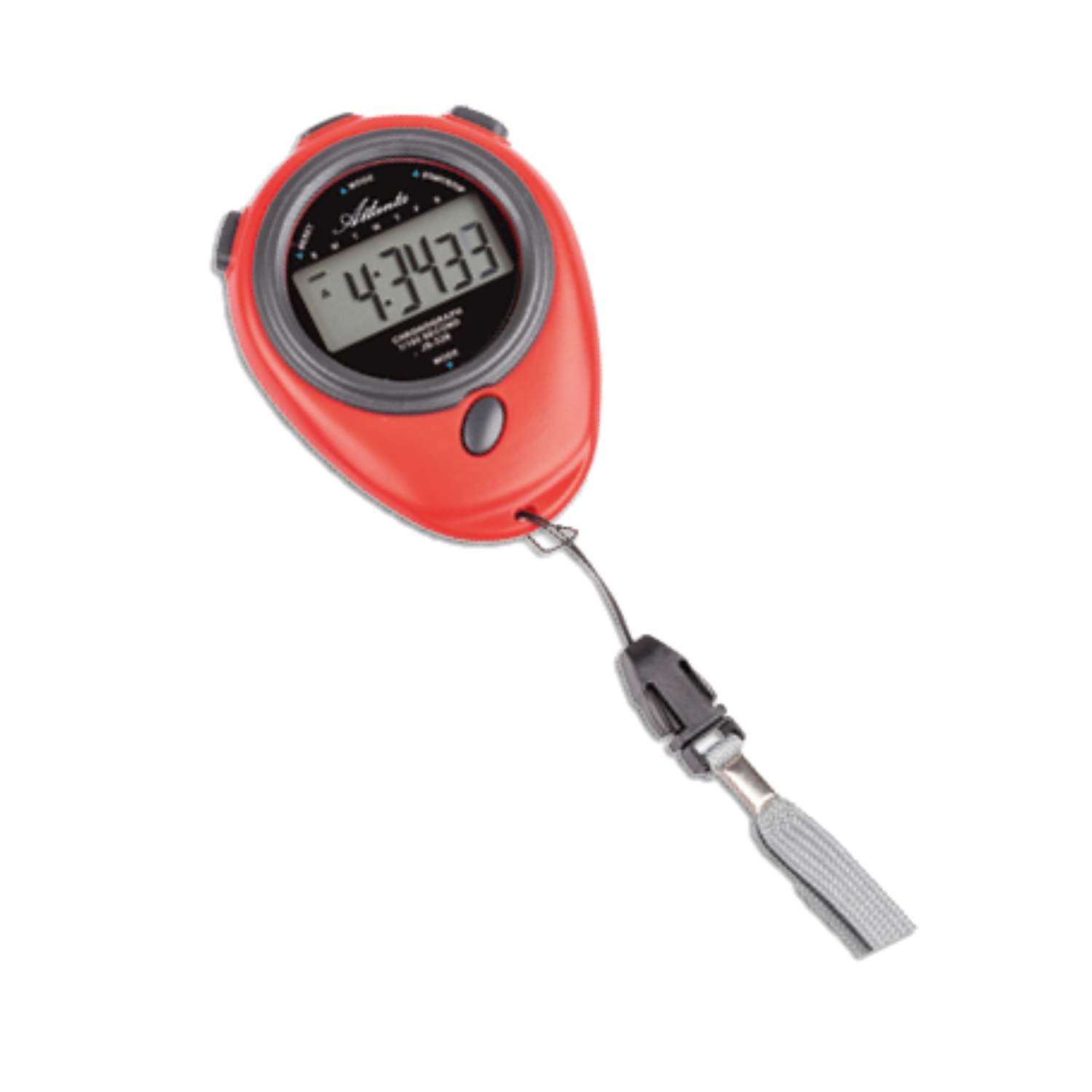 Atlanta Stopwatch, chrono Zeitmesser avec corde, mit Schlaufe, with belt, red/black