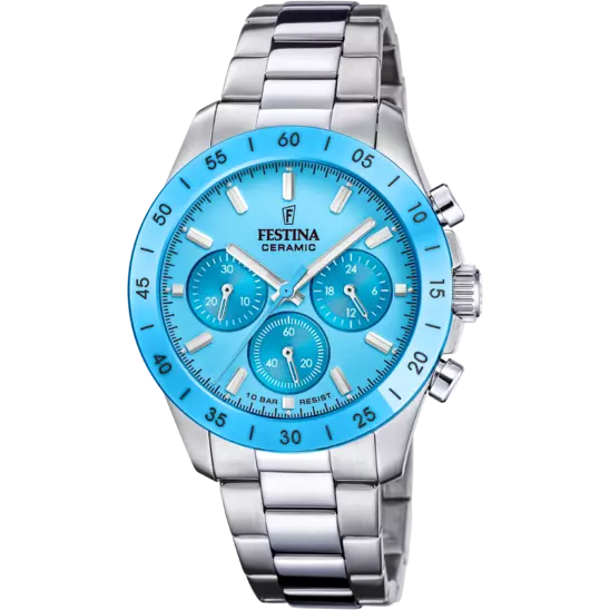 Montre Festina Ceramic,  quartz, cadran bleu 39mm
