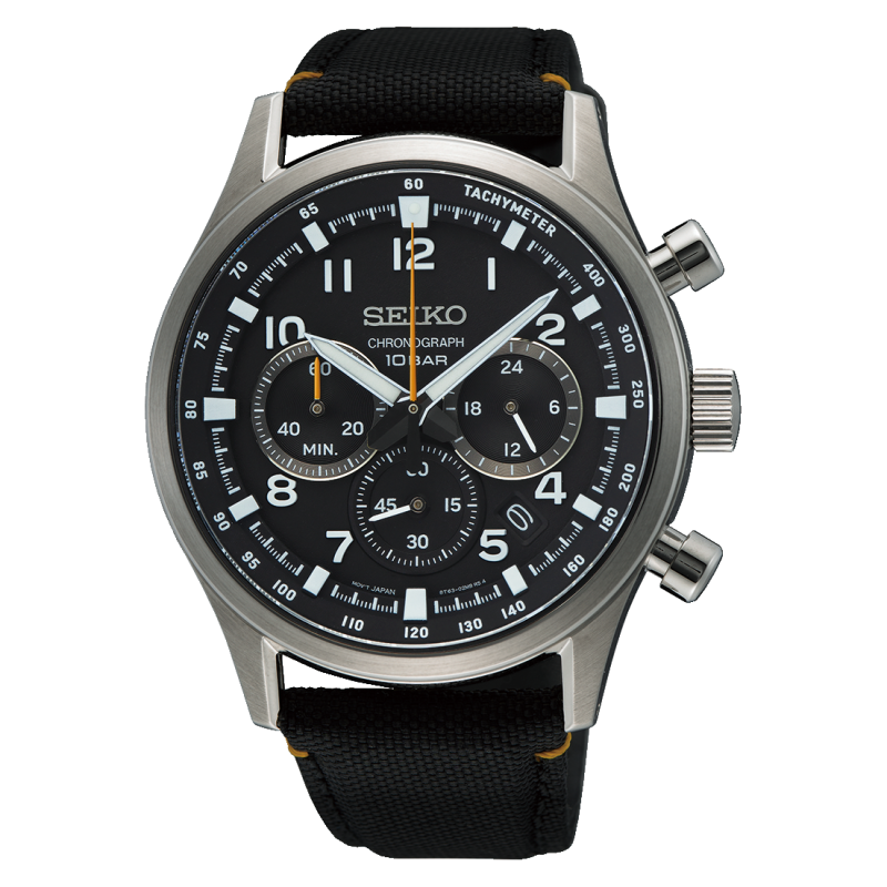 Montre Seiko Sport Quartz Chronographe, cadran noir 42mm