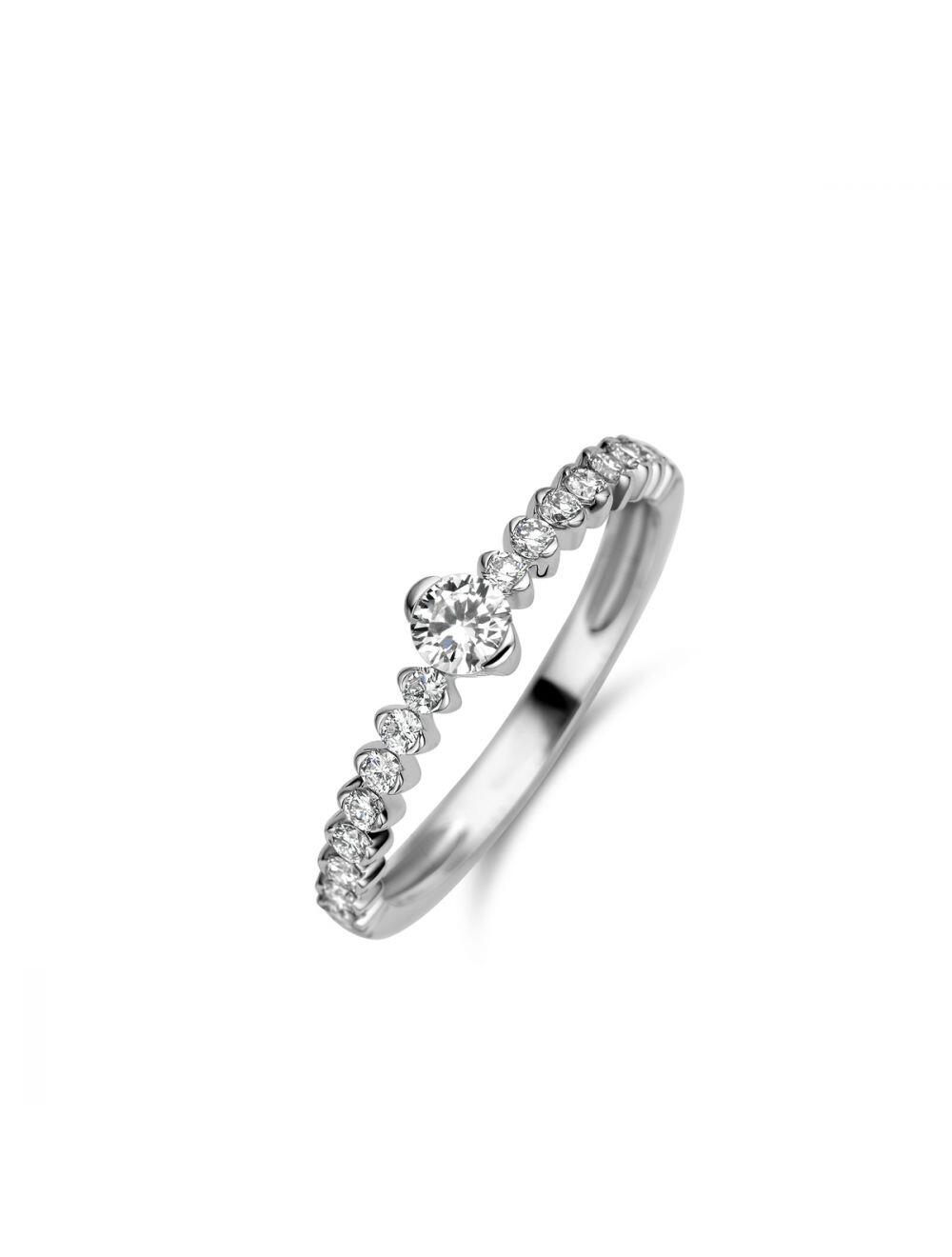 # Bague solitaire accompagné or blanc 18K  avec 0.458ct diamants naturels