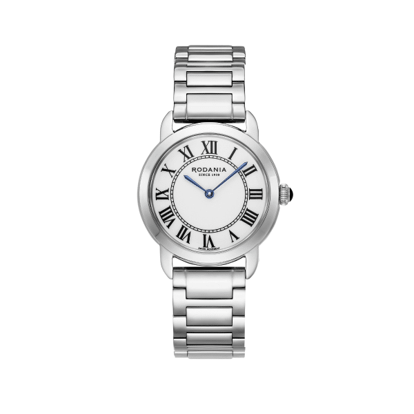 Vendu# Montre Rodania Lausanne en acier inoxydable, 32 mm avec un bracelet en acier et un bracelet cuir brun.