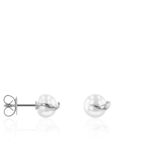 # Boucles d'oreilles or blanc 14K avec perles d'eau douce 6.5/7mm