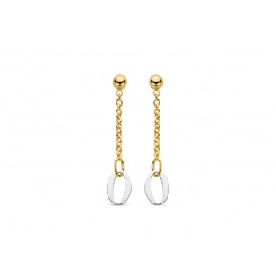 # Boucles d'oreilles pendantes or jaune 18K et or blanc 18K