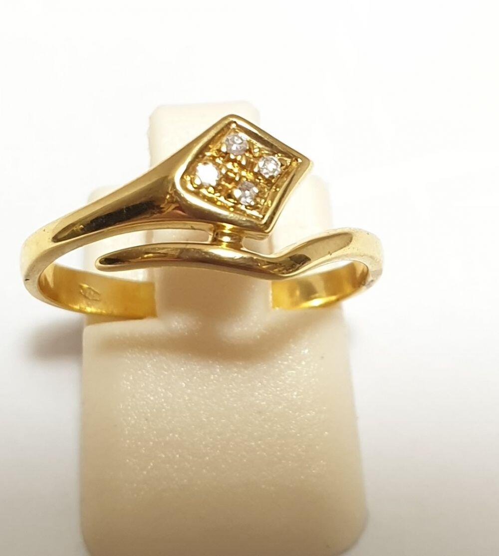 Bague or jaune 18K avec 0.04ct diamants, serpent stylisé