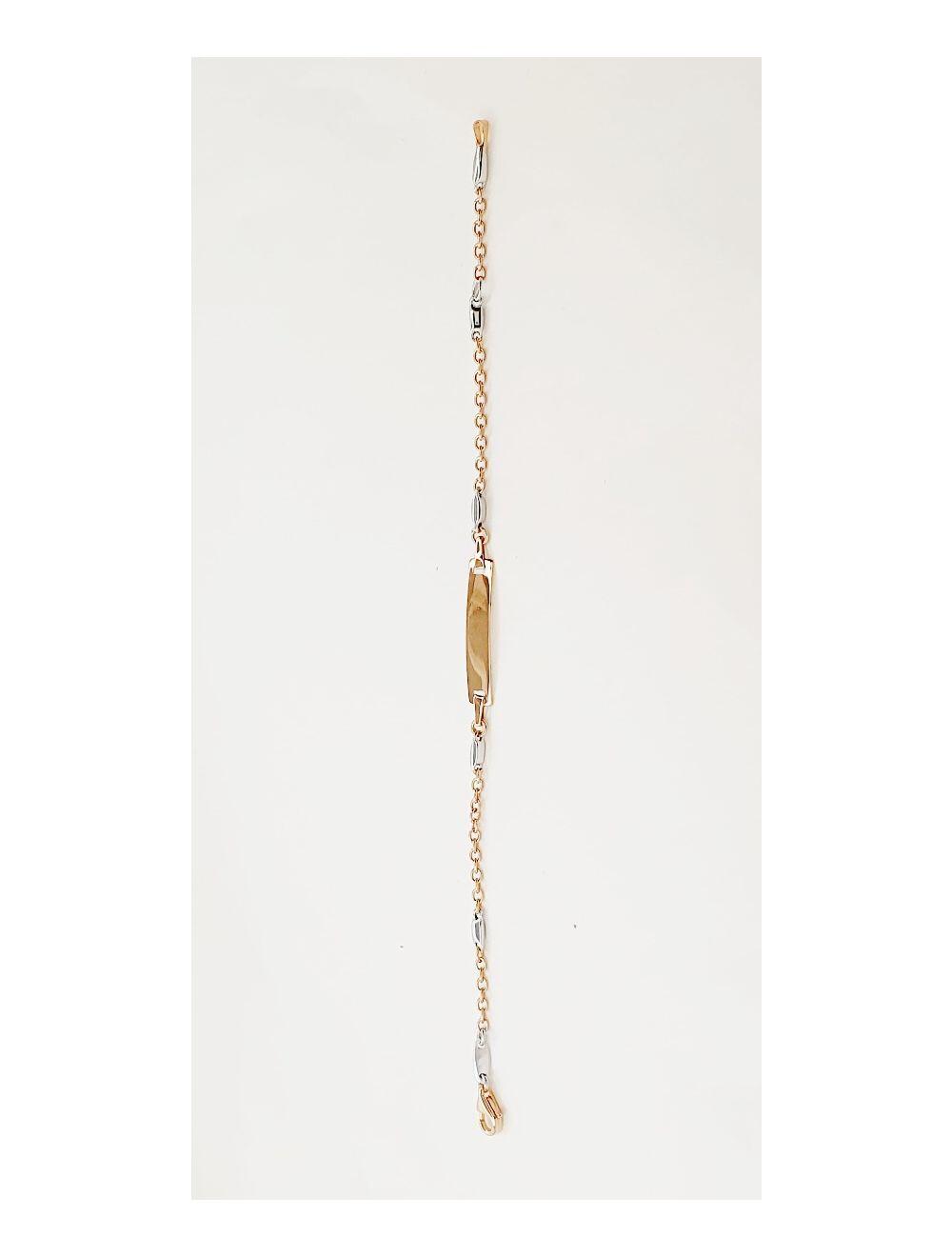 # Bracelet 15cm identité bébé or rose et or blanc