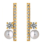# Boucles d'oreilles pendants or jaune 18K avec perles d'eau douce et zircon