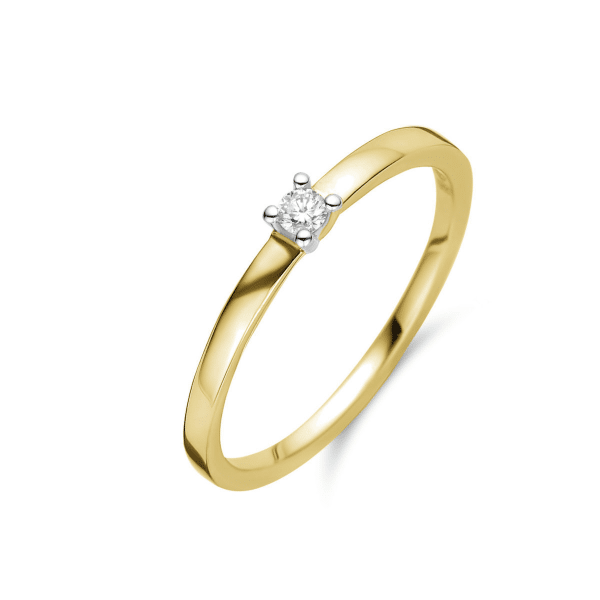 # Bague solitaire or jaune 18K avec 0.05ct diamants naturels serti 4 griffes or jaune 18K