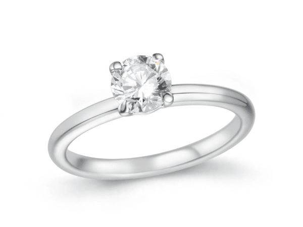 Vendu # Bague solitaire or blanc 18K avec 0.70ct diamant naturel ( certificat GIA G/VS2 ) serti 4 griffes or blanc 18K