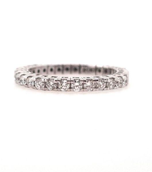 Bague alliance extensible or blanc 18K avec 0.40ct diamants naturels serti griffes or blanc 18K