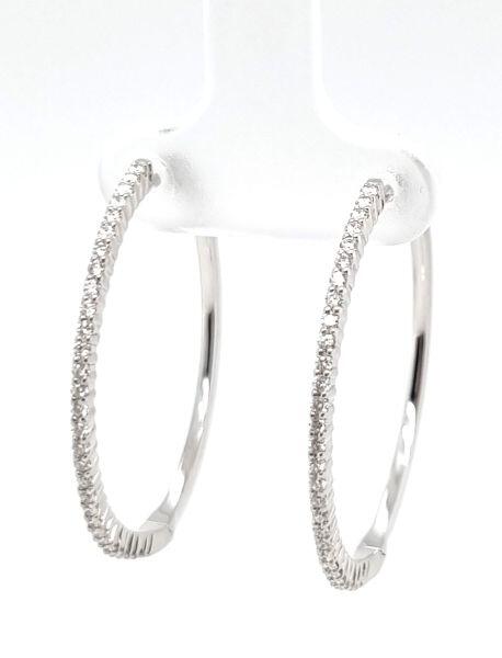 # Boucles d'oreilles créoles 2.5cm or blanc 18K avec 0.46ct diamants naturels