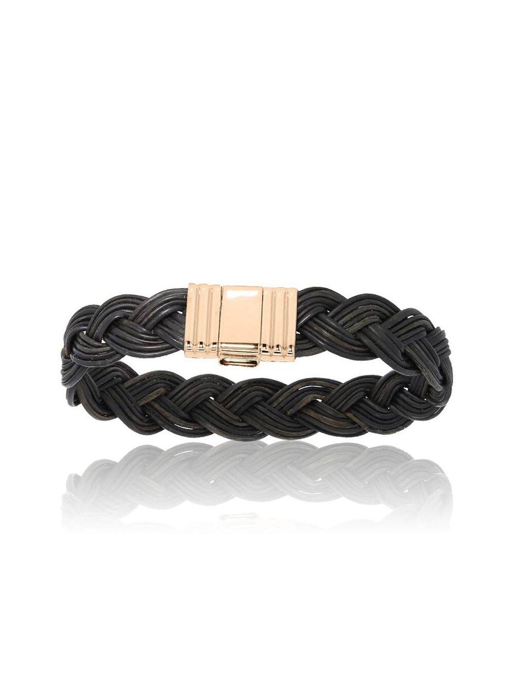 Bracelet en poil d'Eléphant, (still alive), modèle Albanu Karongwe Tressé 12mm,  avec fermoir 14mm large acier et or jaune 18k, longueur 20mm, avec certificat  permis CITES