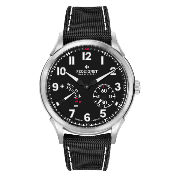 # Montre homme PEQUIGNET Royale automatique en Titane finition brossé Couronne avec Lys Royal en relief 44mm