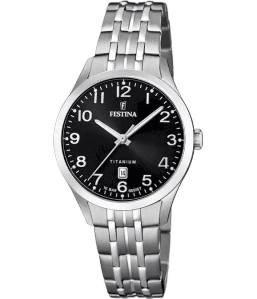 Montre dame Festina TITANIUM, 32mm diamètre du boîtier avec cadran noir