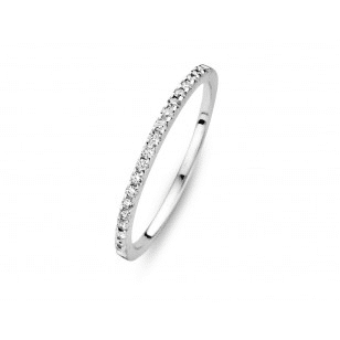 Bague alliance or blanc 18K avec 0.11ct diamants naturels