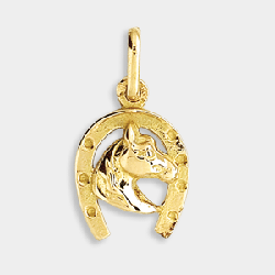 # Pendentif  fer + tête cheval  or jaune 18K