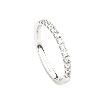 Bague alliance or blanc 18K avec 0.26ct diamants naturels