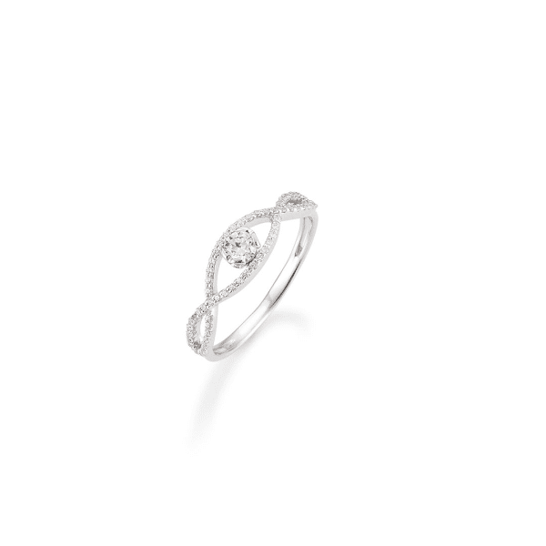 # Bague or blanc 18K avec 0.48ct diamants naturels