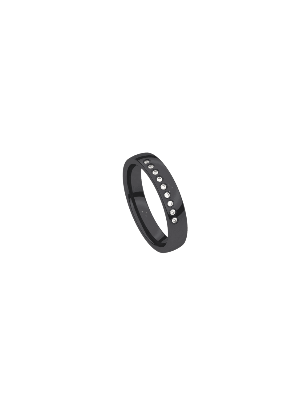 Bague AMICI avec 9 diamants 0,008, mesure 56, acier noir/poli
