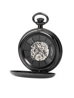 Montre de poche mécanique Regent noir , squelettique mouvement apparent