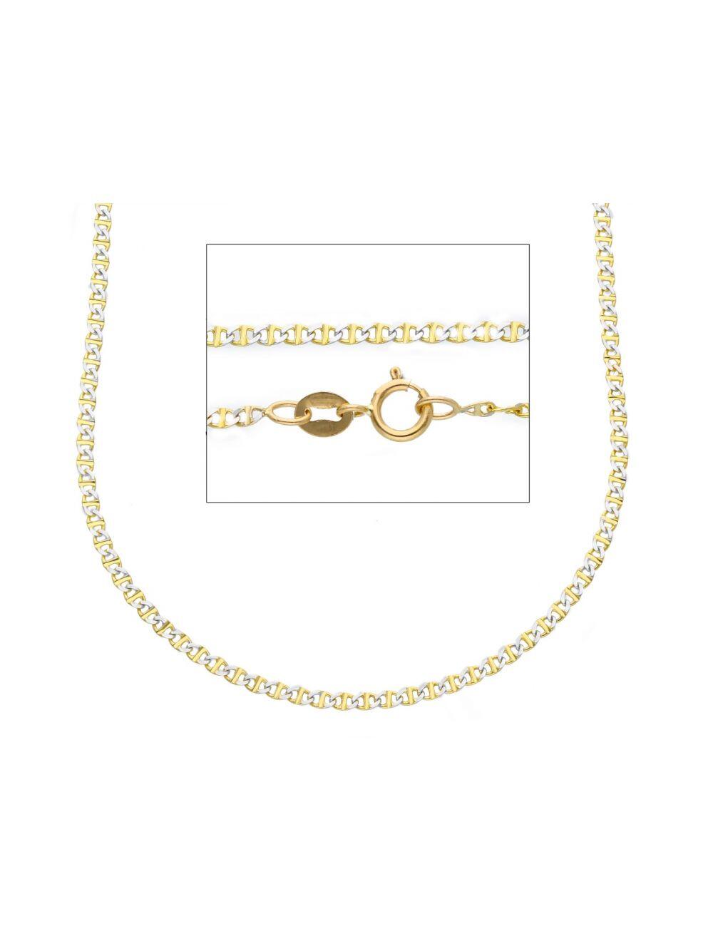 Reservé# Chaîne 40cm or jaune 18k et or blanc 18K